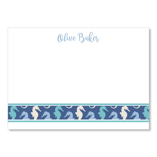 Blue Sea Horses Flat Note Cards